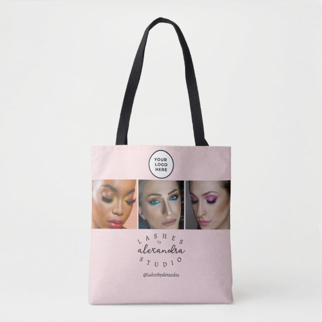 Bolsa Tote Cílios de Foto BlushPink Script 3 (Frente)