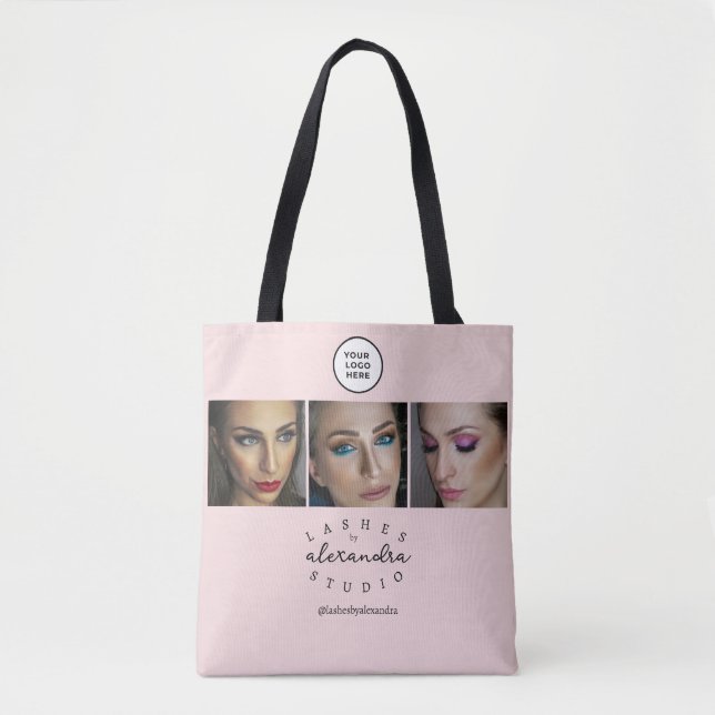 Bolsa Tote Cílios de Foto Script BlushPink 3 (Frente)