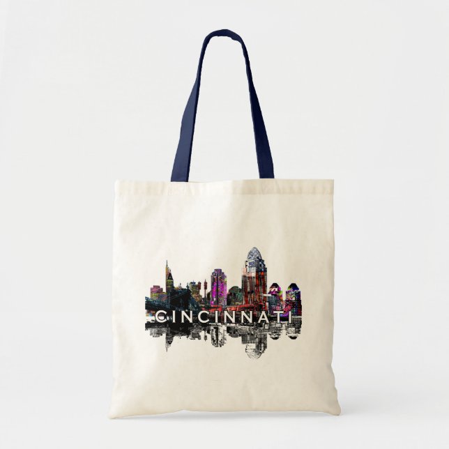 Bolsa Tote Cincinnati. Ohio em grafite (Frente)