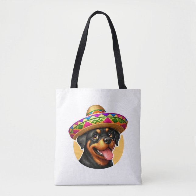 Bolsa Tote Cinco de Mayo Dog Rottweiler México (Frente)