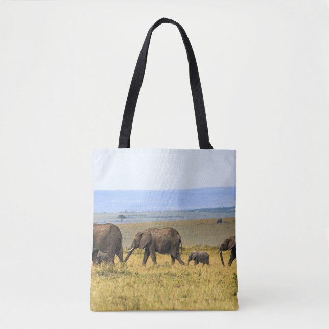 BOLSA TOTE CINCO ELEFANTES NA GRAMA MARNADA (Frente)