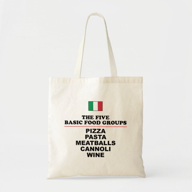 Bolsa Tote Cinco grupos básicos de Comidas italianos (Frente)