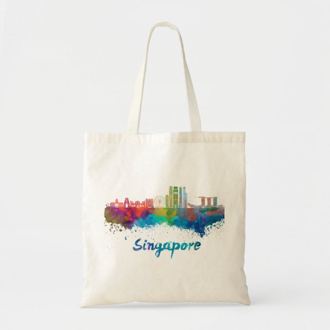 Bolsa Tote Cingapura V2 em aquarela (Frente)