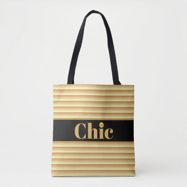 Bolsa Tote Cinto Preto Chic em Tira Dourada (Frente)