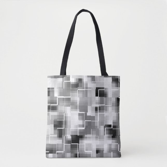 Bolsa Tote Cinza abstrato Black White (Frente)