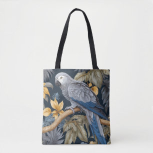 Bolsa Tote Cinza Africana Folhas Tropicais