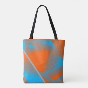 Bolsa Tote Cinza Azul Laranja Ombre Arte Geométrica