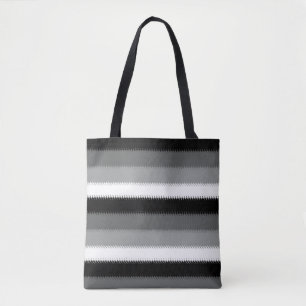 Bolsa Tote Cinza Black White Stripes Design