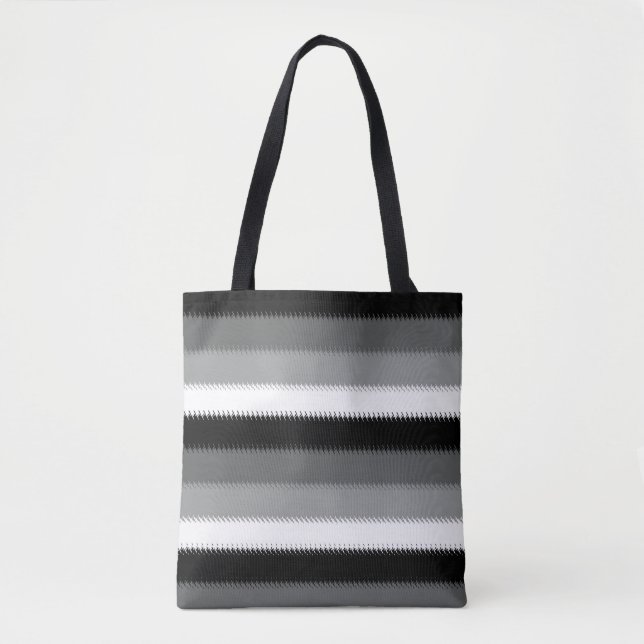 Bolsa Tote Cinza Black White Stripes Design (Frente)