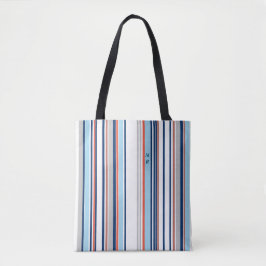 Bolsa Tote Cinza Branca Vermelha Azul Moderna Stripes Monogra