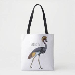Bolsa Tote Cinza de desenho animado de pássaros com guindaste