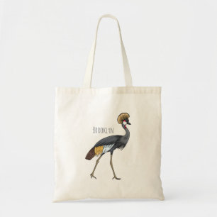 Bolsa Tote Cinza de desenho animado de pássaros com guindaste