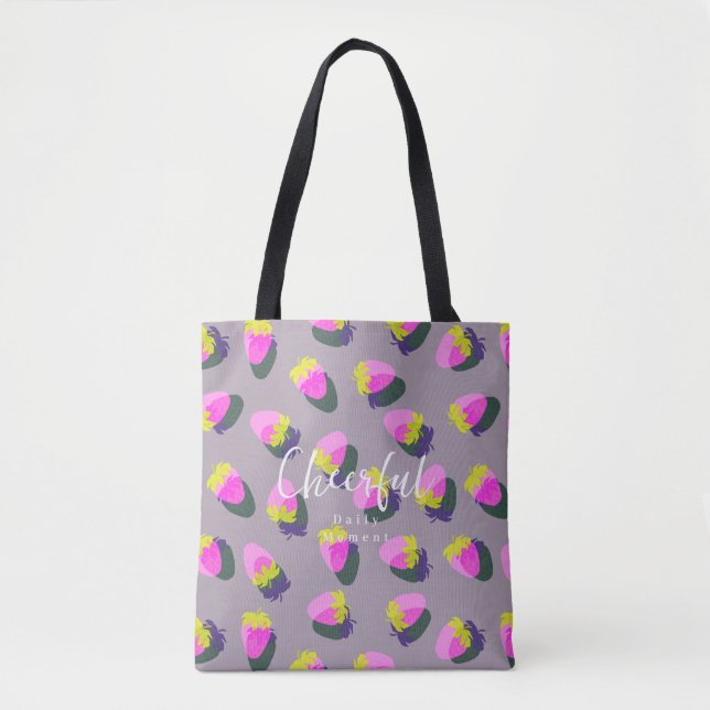 Bolsa Tote Cinza de morango (Frente)