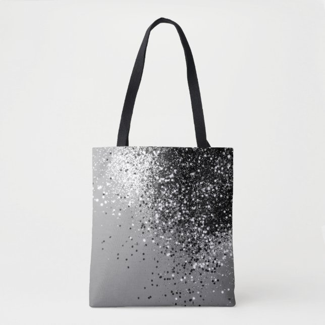 Bolsa Tote Cinza de Prata Espumante Lady Glitter #1 #brilhand (Frente)