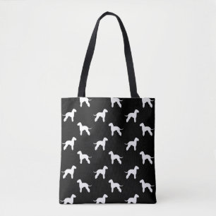 Bolsa Tote Cinza do teste padrão das silhuetas de Bedlington
