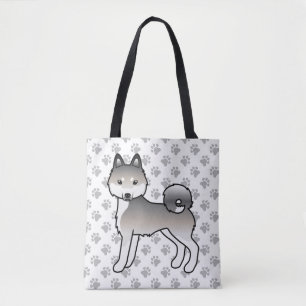 Bolsa Tote Cinza E Galáxia Branca Klee Kai Cute Dog & Paws