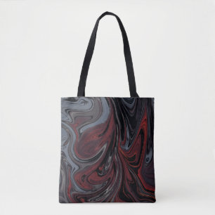 Bolsa Tote Cinza e pintura de abstrato vermelha