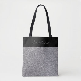 Bolsa Tote Cinza Elegante Brilhante Preta Compro Pesonizado