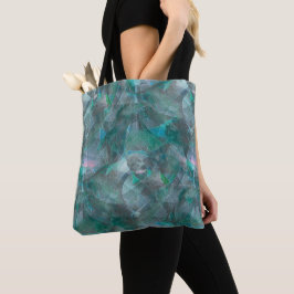 Bolsa Tote Cinza esverdeado sobre gesso de parede inacabado