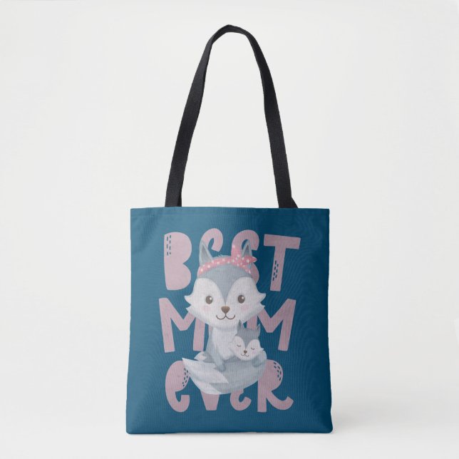 Bolsa Tote Cinza Fox Mãe e Cub - Melhor Mãe De Todos (Frente)