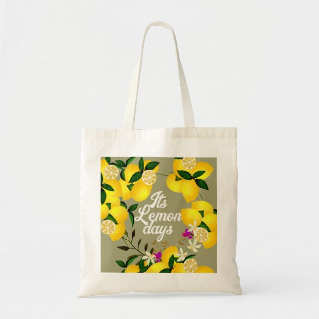 Bolsa Tote Cinza Lemon Days (Frente)