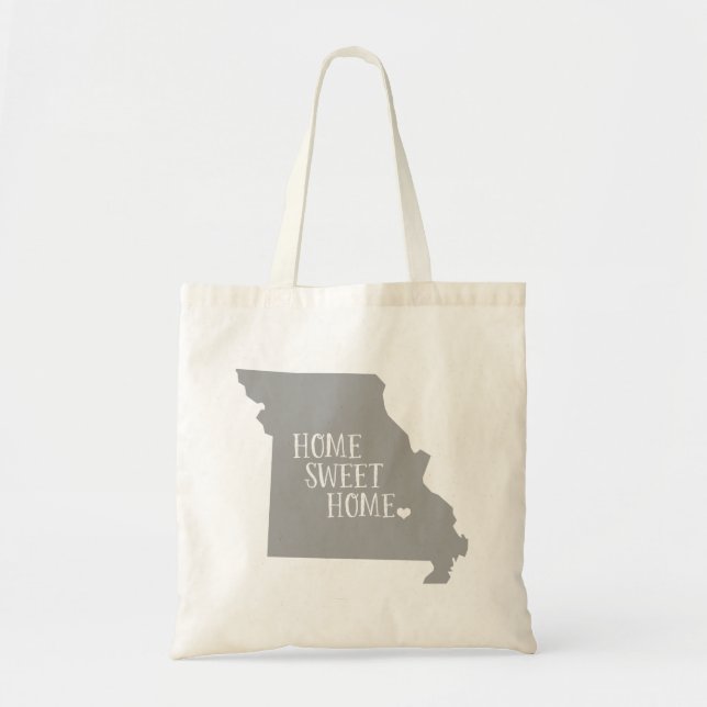 Bolsa Tote Cinza Missouri Home Sweet Home State Tote Bag (Frente)