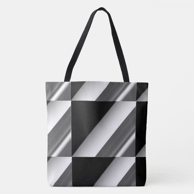 Bolsa Tote CINZA MODERN abstrato desenhar em preto-branco (Frente)