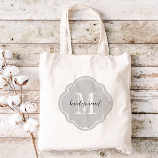 Bolsa Tote Cinza Monograma Bridesmaid Tote Bag