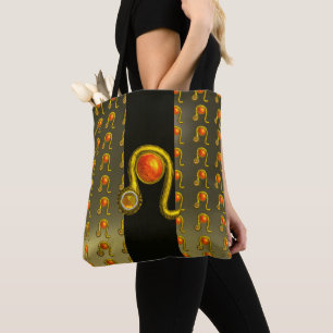 Bolsa Tote Cinza Negra DOURADA ZODIAC BIRTHDAY JUWEL LEO