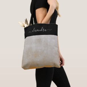 Bolsa Tote Cinza Negra Laranja elegante, personalizada