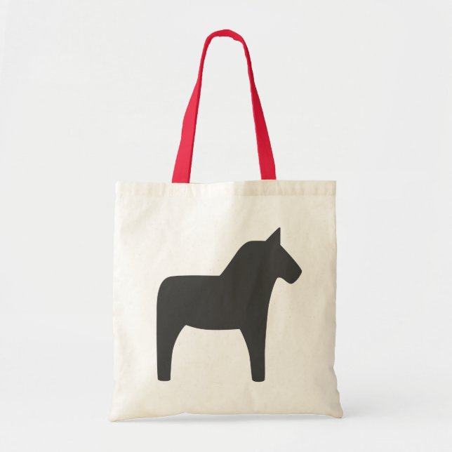 Bolsa Tote Cinza Negra Sueca Dala Horse (Frente)