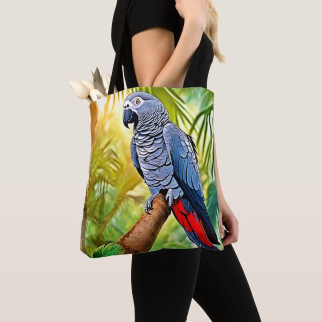 Bolsa Tote Cinza Parrot Perch (Close Up)