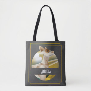 Bolsa Tote Cinza Personalizada De Cachorros De Podenco De Art