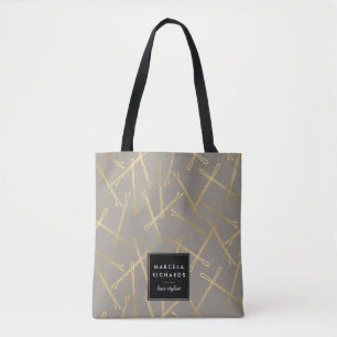 Bolsa Tote Cinza Personalizada Do Bobby Pins Dourado Chic