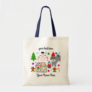 Bolsa Tote Cinza Poodle Natal #3 Tote Bag