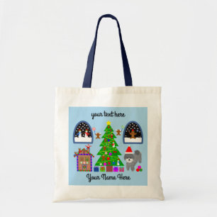 Bolsa Tote Cinza Poodle Natal #6 Tote Bag