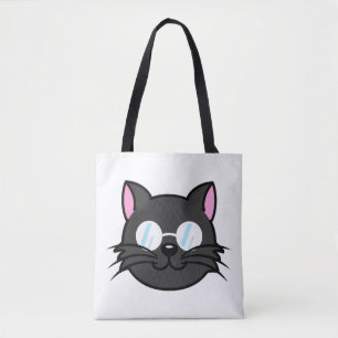 Bolsa Tote Cinza Preta de Gato Negro  Óculos para Vestir Gato