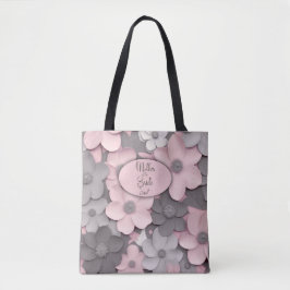 Bolsa Tote Cinza rosa bonito 3D Poppies Mãe da Noiva