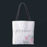 Bolsa Tote Cinza rosa-chic Nome floral de cor-de-água Bridesm<br><div class="desc">"The Ultimate Bridal Companion": Cinza Rosa-Chic Watercolor Floral Bridesmaid Tote Bag Vestido em elegância e cheio de praticidade, esta bolsa de tote é mais do que um acessório - é uma afirmação, uma emoção, uma manutenção acarinhada. 🔹 Destaques: Toque Pessoal: Celebre sua dama de honra com um nome elegantemente escrito...</div>