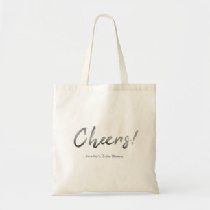 Bolsa Tote Cinza Rustic Hand Lettering Cheers Casamento