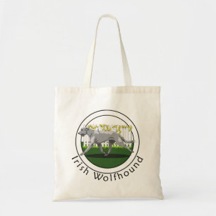 Bolsa Tote Cinza Wolfhound Irlandês com Cerca de Flor Amarela