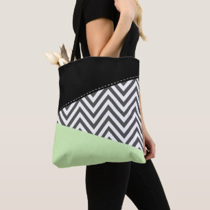 Bolsa Tote Cinza Zigzag, Cinza Chevron, Zigzag Patterno, Casa
