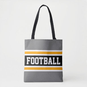 Bolsa Tote CINZAS Atletas de FUTEBOL amarelas pretas