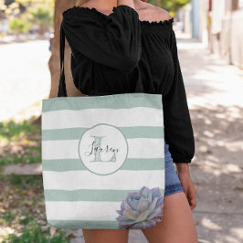 Bolsa Tote Cinzas com risca e com monograma superficial perso