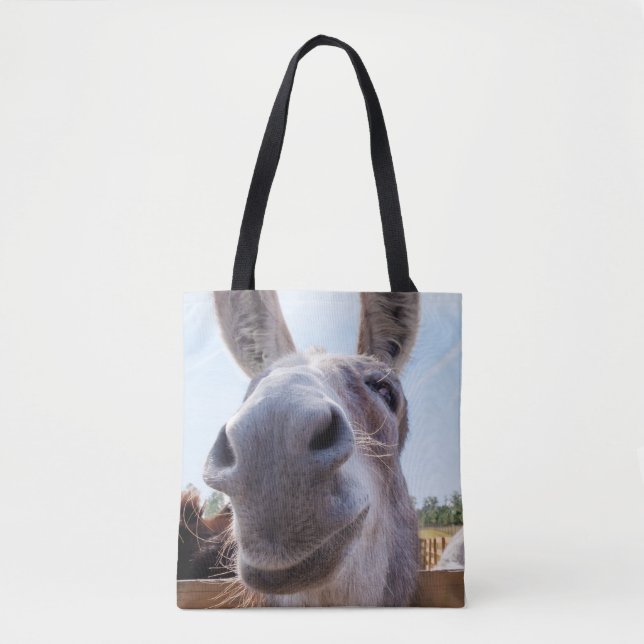 Bolsa Tote Cinzas Cômicas Sorrindo Donkey (Frente)