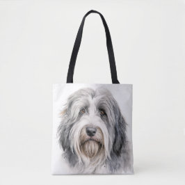 BOLSA TOTE CINZAS CUTAS E CACHORRO BRANCO