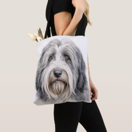 BOLSA TOTE CINZAS CUTAS E CACHORRO BRANCO