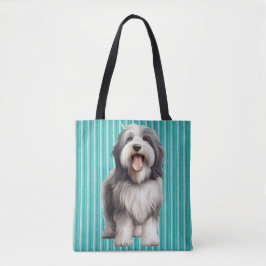 BOLSA TOTE CINZAS CUTAS E CACHORRO BRANCO