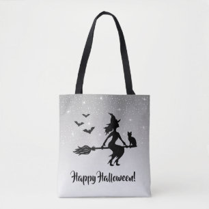 Bolsa Tote Cinzas De Bruxas Elegantes E Feliz Halloween Negro