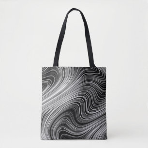 Bolsa Tote Cinzas de Prata Branca Moderna Linhas de Curva